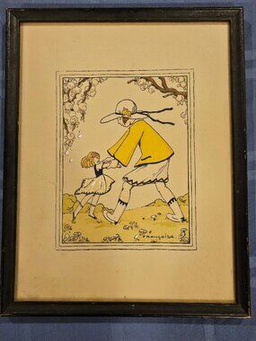 RARE 1930s Signed FRANÇOISE (Seignobosc) French Art Deco Print - Original Framed